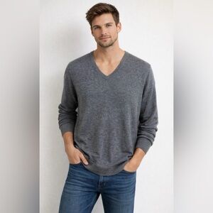 J. Crew Men’s Sweater Rugged Cotton V-Neck Pullover Gray Size XL